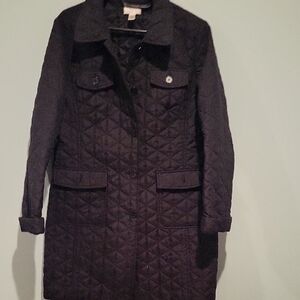 LOFT Quilted Black Trench Coat